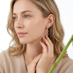 Boucles d'oreilles pendantes en saphir rose naturel, argent sterling 925, bijoux fins, fournisseur en gros OEM ODM - Product Image 5