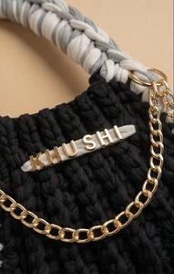 Bolso Mini con Cadena y Nombre Personalizado - Bolso de Hombro Bohemio Negro, Étnico y Elegante con Dos Correas de Perlas, Tejido de Cordón de Algodón - Product Image 2