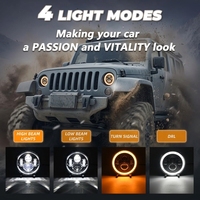 Phare LED rond de 7 pouces H6024, faisceau haut et bas avec clignotant et feux de jour, homologué DOT pour Jeep Wrangler, Chevy, Ford, Nissan, Hummer