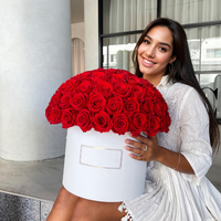 Vente en gros de roses éternelles stabilisées pour la fête des mères, boîte de roses immortelles, fleurs préservées dans une boîte de luxe en forme de champignon