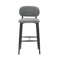 Sgabello da Bar Moderno all'Ingrosso, Sedia da Bar in Tessuto Beige con Schienale e Gambe in Metallo per Ristoranti e Cucine