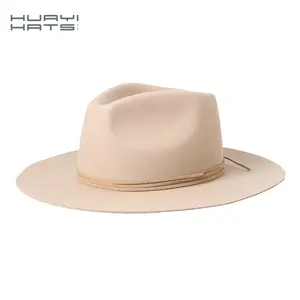 Пользовательские двери зимняя простые мужские светло-коричневый 100% Шерстяная кепка с широкими полями фетровая шляпа