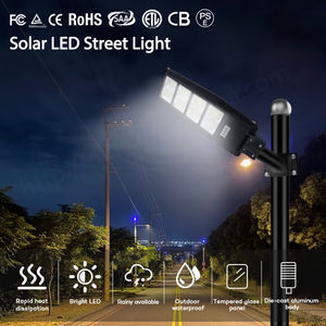 Haute luminosité 1200LM IP65 étanche extérieur lampadaire solaire 100W 200W 300W 7000-7500K haute qualité LED ABS corps à distance - Product Image 2