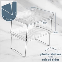 Plateau en acrylique transparent à double niveau, empilable et pliable, pour comptoirs de cuisine et de salle de bain - Organisateur multifonctionnel de grande capacité