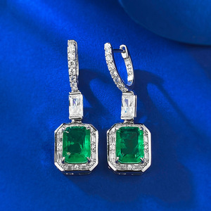 Nuovo <span class=keywords><strong>argento</strong></span> S925 moda europea e americana lungo smeraldo 6*8mm <span class=keywords><strong>orecchini</strong></span> <span class=keywords><strong>rettangolari</strong></span> per gioielli da sposa da donna - Product Image 3