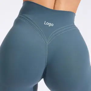 Fuyida Custom High Waist Butt Lift V Shape Womens Gym Tights Yoga Pants Leggings Plus Size Breathable Fitness Solid Leggings
