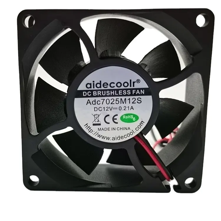 Aidecoolr 12V Dc Borstelloze Koelventilator Originele Axiale 7025Mm Dc Zwarte Plastic Bladen Elektrische Stroombron Boerderijen Oem