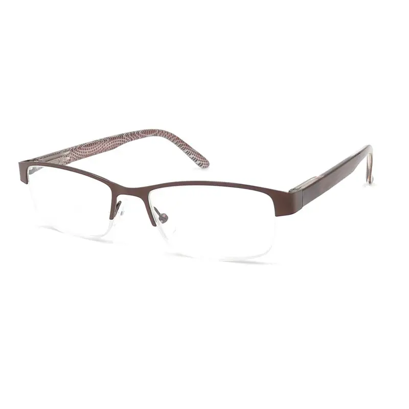 세련된 맞춤형 브랜드 이름 남성 일본 디자인 하프 림 금속 광학 안경 프레임 메모리 플렉스 템플 안경