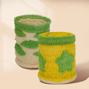 Organisateur de crayons en loofah naturel, support de bureau multifonctionnel fait main, nouveau modèle 2025, design DIY de haute valeur - Product Image 5