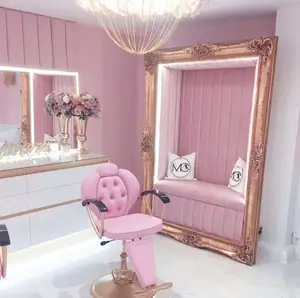 New model Pink Reclining Hydraulic styling Chair Hair Beauty Salon Barber Chair For Sale