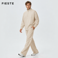 Ensemble de survêtement homme automne-hiver : sweat-shirt à col montant et pantalon large décontracté, chaud et idéal pour la course et le sport