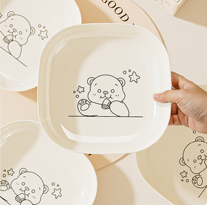 DF 0323 Plato para restos con diseño de oso de peluche de dibujos animados, para el hogar, sala de estar, cocina, plato para aperitivos - Product Image 4