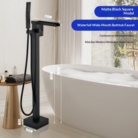 Colonne de douche en cuivre chromé avec robinet cascade pour baignoire eau froide et chaude, colonne latérale cylindrique pré-encastée, colonne de douche à haut débit