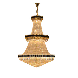 Grand <span class=keywords><strong>lustre</strong></span> en cristal perles de cristal scintillantes or <span class=keywords><strong>et</strong></span> noir luminaire moderne de luxe - Product Image 1