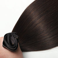 Meilleure vente Extensions de cheveux naturels à clips sans couture 100 grammes Cheveux vietnamiens bruts doublement étirés naturels d'origine Clips en PU Trame cutanée