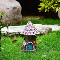 Maison de jardin féerique TSINYE en résine, maison champignon avec lumière solaire, statue d'extérieur pour la décoration du jardin, du patio, du balcon, cadeau d'anniversaire
