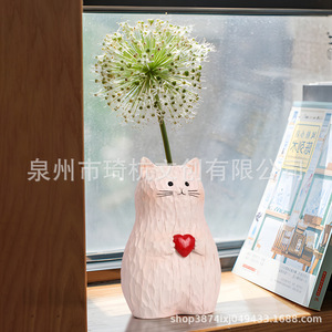 Vase en résine artisanal en forme de cœur pour les amoureux des chats, décoration de style moderne, cadeau - Product Image 4