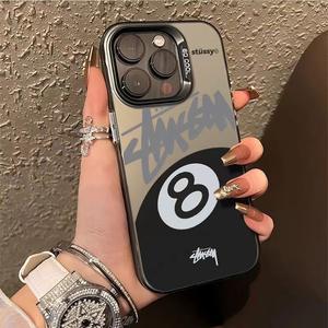 Telefoonhoesje Zilver Zwart Biljartnummer 8 voor Iphone 17 16 Pro Max Laser Kleur Sport Stootbestendig Fabrieksprijs UV Print - Product Image 5