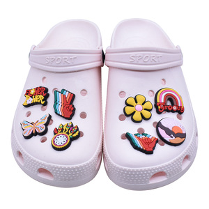 Abalorios Retro Personalizados para Zapatos con Diseño Hippie, Arcoíris y Van, Broches de Flores de los 70 para Decoración de Zuecos DIY - Product Image 2