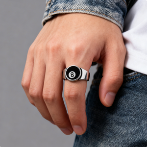 Anneaux <span class=keywords><strong>de</strong></span> chevalière pour hommes RTS Hiphop numéro 8, acier inoxydable, émail noir cool, boule <span class=keywords><strong>de</strong></span> snooker, bijoux <span class=keywords><strong>de</strong></span> sport, cadeaux - Product Image 5