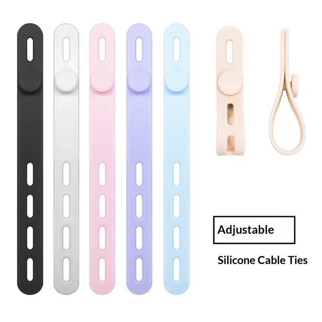 Silicone Cable Ties,Reusable Cable Management Organizer, Multipurpose Elastic Cord Organizer for Bundling and Fastening Cable