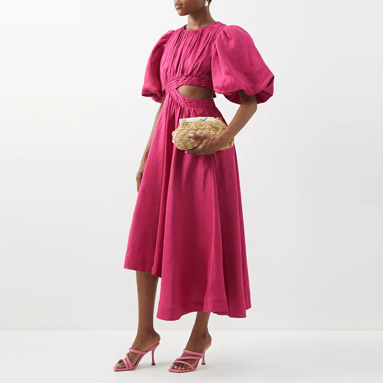 Women New Design Lregular Summer Styles Lantern Sleeve Long Maxi Casual Dress