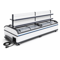 Congélateur modulaire 110V/220V à économie d'énergie avec étagères de présentation amovibles, couvercle en verre trempé, pour glacier en libre-service