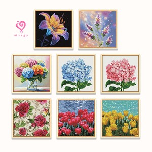 Kit de peinture au diamant DIY personnalisable 5D avec motifs floraux pour la décoration intérieure - Product Image 1