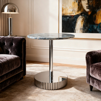 Mesa de centro de lujo personalizada para sala de estar, mesa de centro lateral con patas de Metal y mármol minimalista italiano moderno