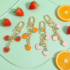 Fashion Fruit Strawberry Orange Zinc Alloy Keychain Bag Pendant Cute Creative Key Chain <b>Charm</b> Backpack Ornament - Product Image 1