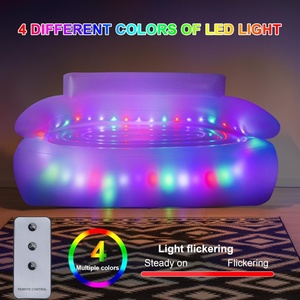 Canapé gonflable 2 places en PVC avec lumières LED et pompe électrique, chaise longue gonflable illuminée - Product Image 4
