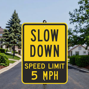 علامة الحد الأقصى للسرعة 5 ميلًا في الساعة-علامة ألومنيوم فائقة السرعة بطيئة لمواقف السيارات والمرافق - Product Image 3