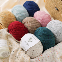 Fil à tricoter en laine pure coloré à pois, fait main, pour écharpes et pulls DIY