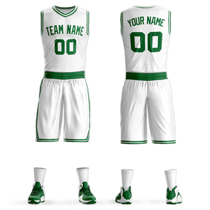 Op maat bedrukte, gestikte, mouwloze unisex basketbalsportkleding, ademend, 100% polyester jersey sets - Product Image 3