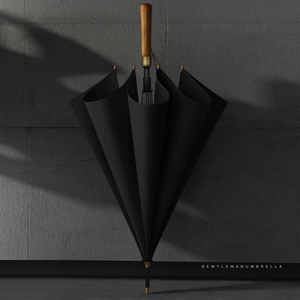 Chất lượng khuyến mại bán buôn sang trọng 27 inch Tự động mở lớn giá rẻ Windproof dù để che nắng màu đen Golf Umbrella với tay cầm bằng gỗ - Product Image 3