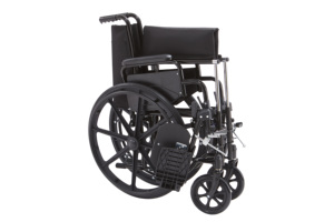 Silla de Ruedas Plegable de Acero Negro con Reposapiés Neumático Elevador y Cojín de Alivio de Presión - Product Image 3