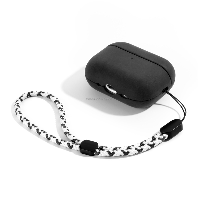 Premium Genuine Nappa Leather Case for AirPods Pro 3 Full Protective Earphone Cover with Adjustable Braided Lanyard