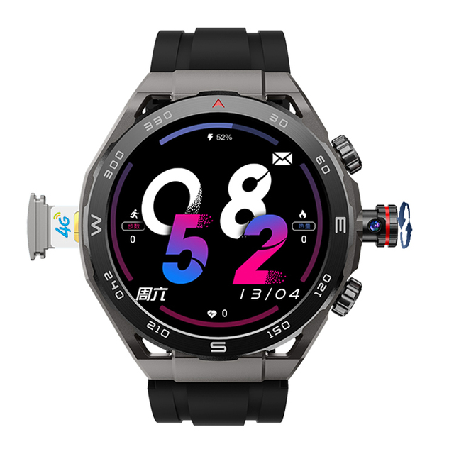 HW18 Call 2 Smartwatch 4+64GB 1.43inch Amoled Screen Rotating Camera Video Call Android 8.1 Wifi GPS Positioning 4G Smart Watch