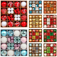 Ensemble de boules de Noël de luxe en PET, décorations de sapin peintes et incassables avec cordon de suspension pour les fêtes, mariages et cadeaux