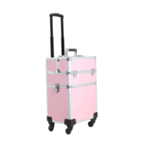 Valise de maquillage classique en aluminium et ABS, grande capacité, avec doublure en velours et serrure métallique pour artistes