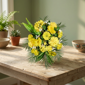 AFF <b>Artificial</b> <b>Flower</b> Bouquet Mixed Yellow Tropical Handmade Wall <b>Arrangement</b> 30x55cm High Simulation <b>Artificial</b> <b>Flower</b> Sunshine - Product Image 2