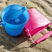 Ember Pantai Silikon Lipat untuk Anak, Mainan Pasir dan Air yang Lembut untuk Balita, Kolam Renang, Bak Mandi, dengan Pegangan Empuk