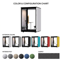 Cabine de réunion insonorisée moderne pour 2 personnes, structure en alliage d'aluminium, réduction du bruit de 28 dB, cabine privée portable