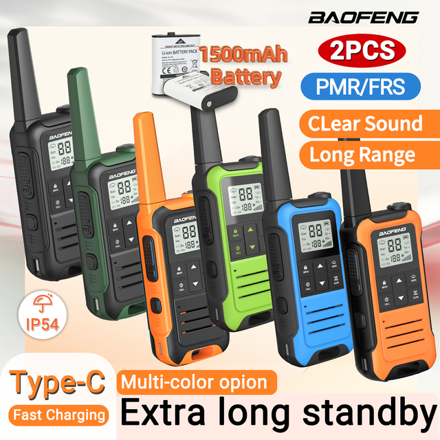 2pcs Baofeng F22 Mini Walkie Talkie PMR/FRS Long Range Rechargeable Portable Kids Two Way Radio Type-C Charger for Camping Trip