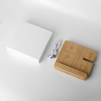Support de charge sans fil multifonctionnel 3-en-1 en bambou avec port Type-C, prend en charge 15W pour téléphones mobiles, montres intelligentes, écouteurs