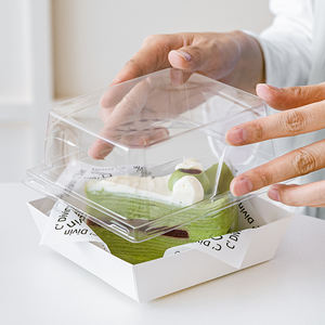 Emballage de pâtisserie en carton de 3 pouces de haute qualité boîtes à gâteaux de boulangerie jetables imprimé Mini fond en papier Kraft avec couvercle transparent en PET - Product Image 1