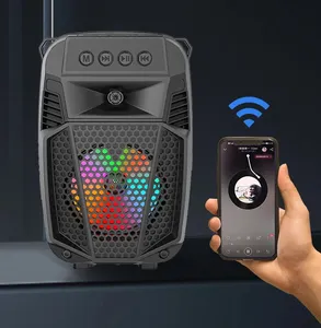 Speaker Silinder Lampu LED Subwoofer Karaoke dengan Mikrofon Speaker Bluetooth Audio Rumah Nirkabel