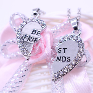 Meilleur ami <span class=keywords><strong>potins</strong></span> pendentif 2 pièces ensemble plaqué rhodium Couple collier bijoux de mode cadeau pour hommes femmes célébrant l'amitié - Product Image 6
