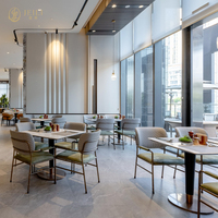 Ensemble de mobilier commercial JEILI pour restaurant : banquette en tissu de luxe moderne, table en marbre et chaise en bois – Conception d'usine