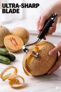 Éplucheur <span class=keywords><strong>de</strong></span> légumes et <span class=keywords><strong>de</strong></span> <span class=keywords><strong>pommes</strong></span> <span class=keywords><strong>de</strong></span> <span class=keywords><strong>terre</strong></span>, lame en acier inoxydable tranchante, épluchage facile, compatible lave-vaisselle, pour fruits et légumes - Product Image 2